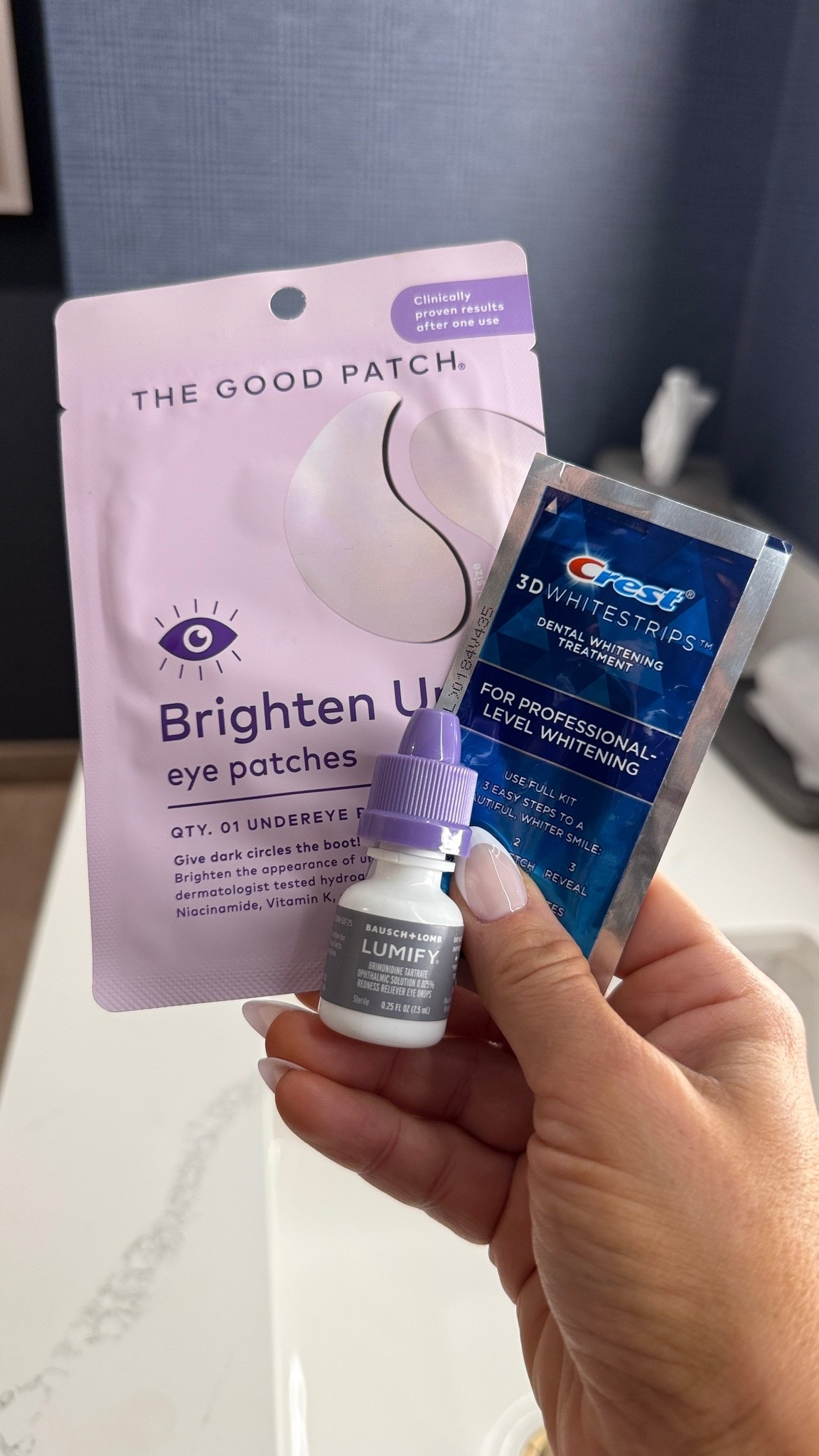 Essentials this morning! The only eye drop that truly gets the red out for me 🙌 eye patches are clean 👌 and these white strips give the best results 🏆

#LTKCon #LTKselfcare #LTKmorningroutine