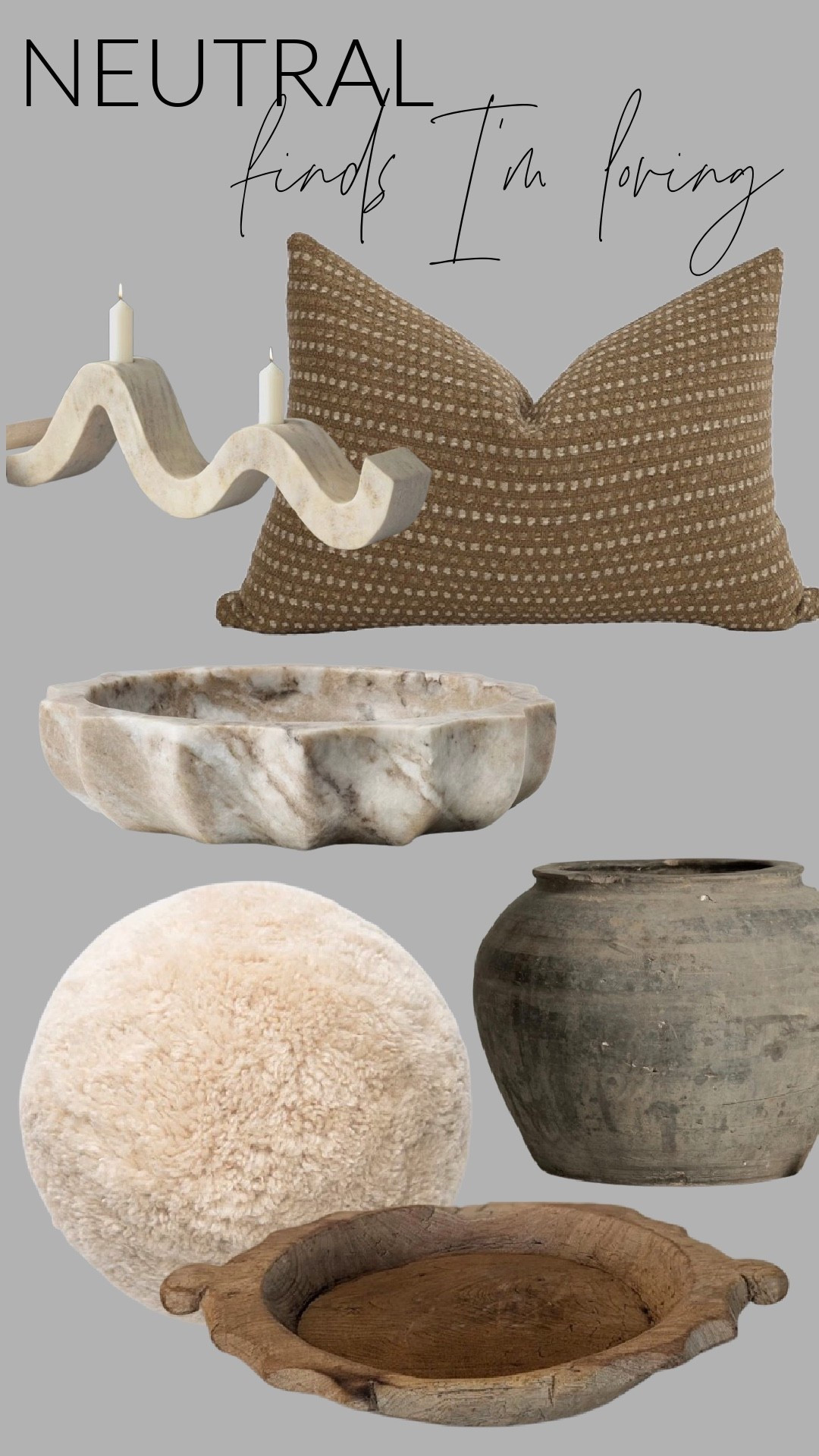 Neutral finds I’m loving right now. These pieces add warmth, texture, and that collected look without feeling busy. Think marble, wood, cozy textiles, and timeless shapes that work in almost any room. Shop the pieces I’m linking here.

#LTKSaleAlert #LTKHome