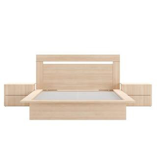 Malibu 4-Piece Natural Blonde Oak Queen Size Bedroom Set | The Home Depot