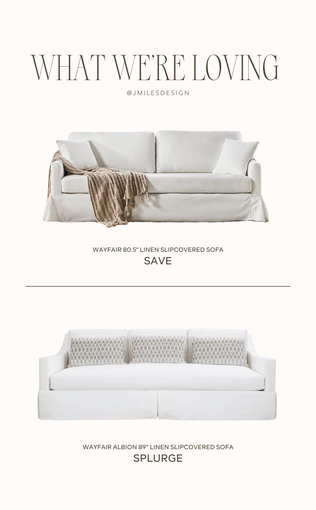 Slipcovered perfection 🤍 Whether you’re saving or splurging, these linen sofas bring that timeless, relaxed look we love for every home.
Linked both styles on LTK! #JMilesDesign #SaveOrSplurge #LTKHome #NeutralDecor

#LTKHome #LTKSaleAlert