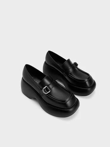 Black Buckled Platform Penny Loafers | CHARLES & KEITH | Charles & Keith US