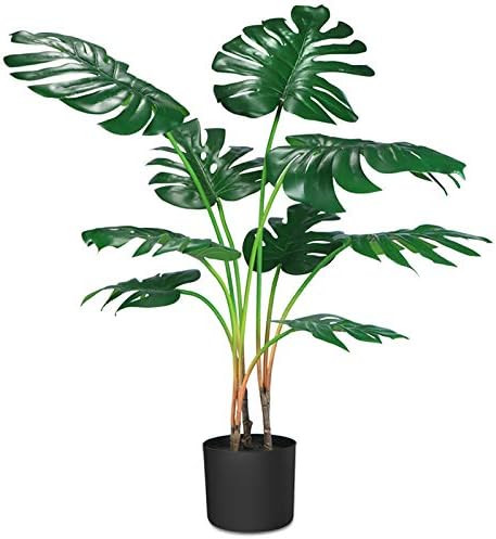 CROSOFMI Artificial Monstera Deliciosa Plant 37" Fake Tropical Palm Tree, Perfect Faux Swiss Chee... | Amazon (US)