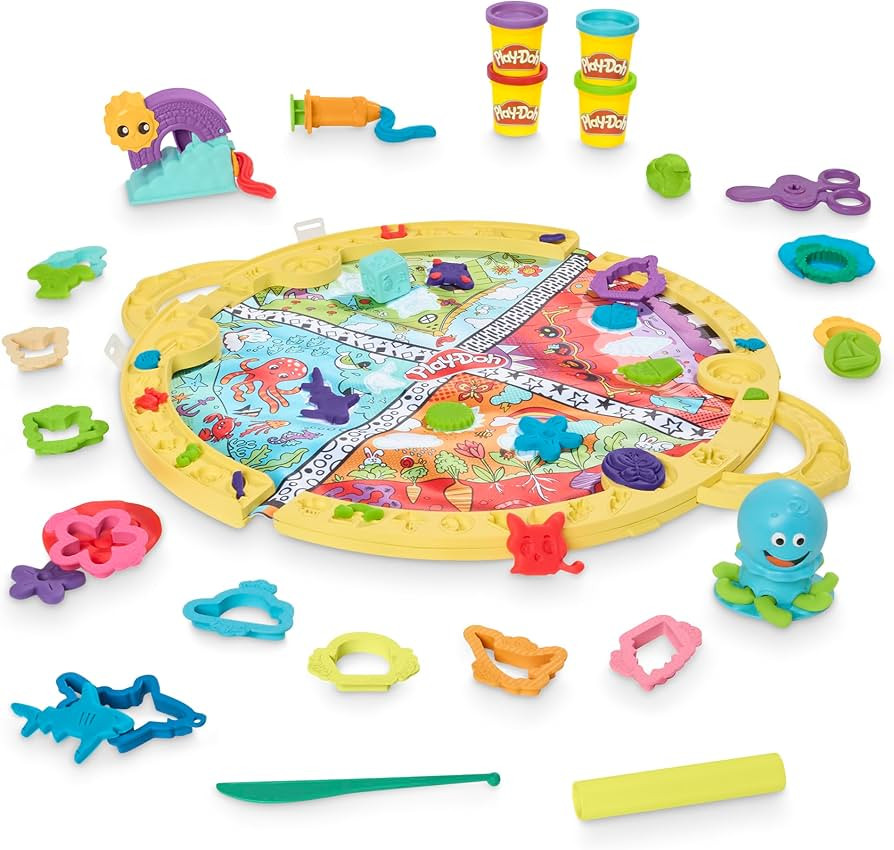 Play-Doh Fold & Go Playmat Starter Set with 19 Accessories, Preschool Toys for 3 Year Old Girls &... | Amazon (US)