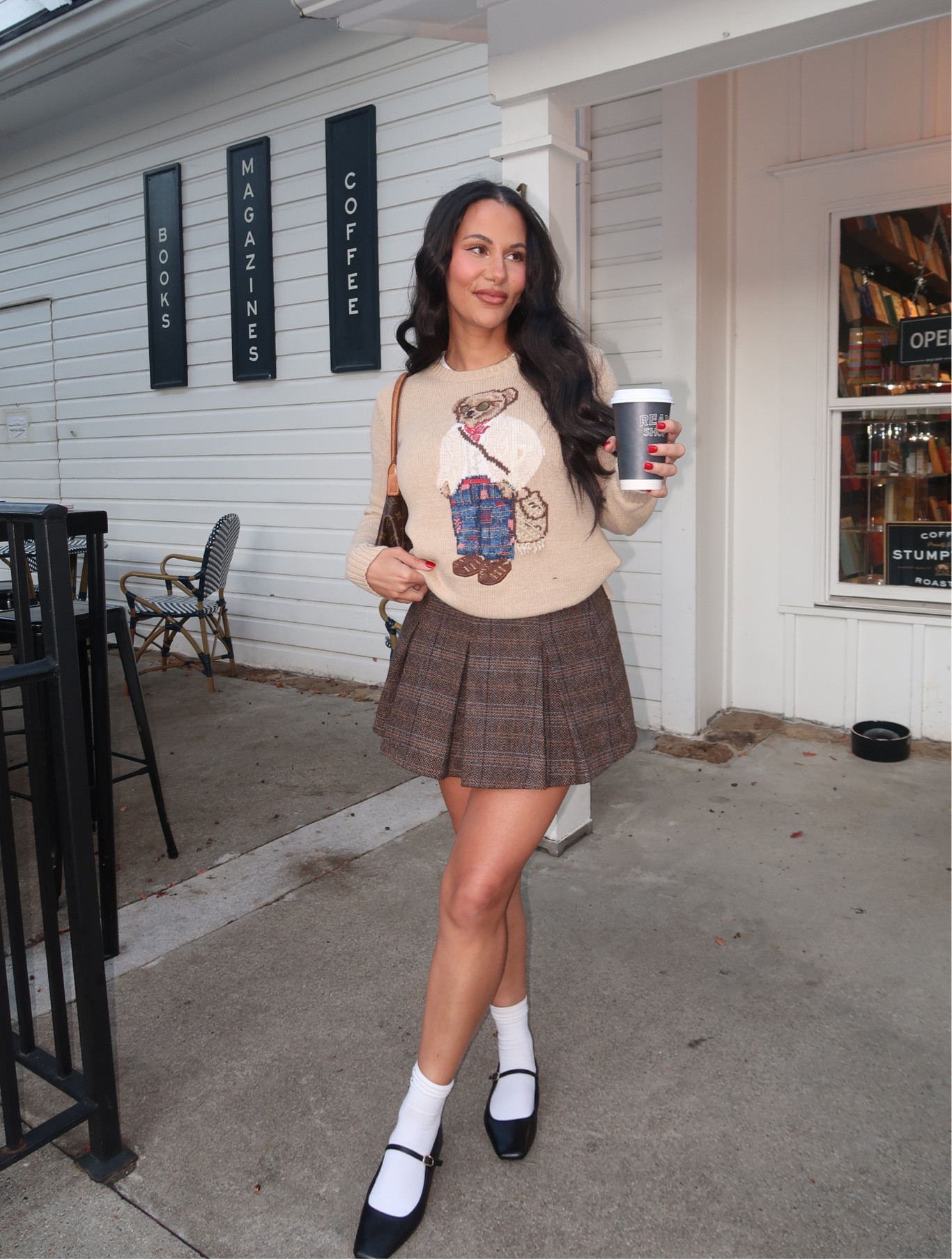 Ralph Lauren polo bear sweater + pleated skirt. Wearing M in both, TTS. 🧸🍂 thanksgiving outfit fall outfit 

#LTKHoliday #LTKGiftGuide #LTKSeasonal