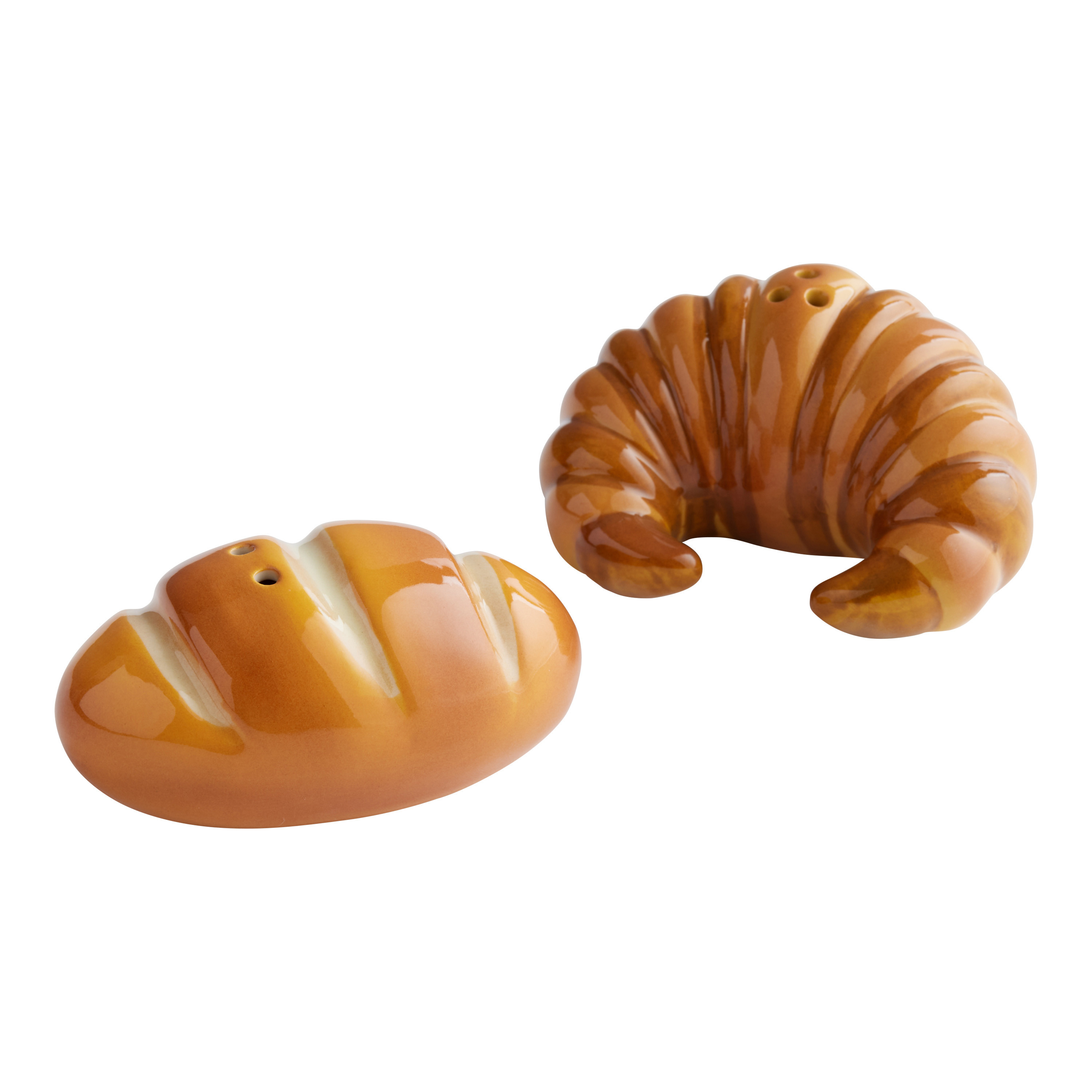 Ceramic Croissant and Bread Loaf Salt and Pepper Shaker Set | World Market