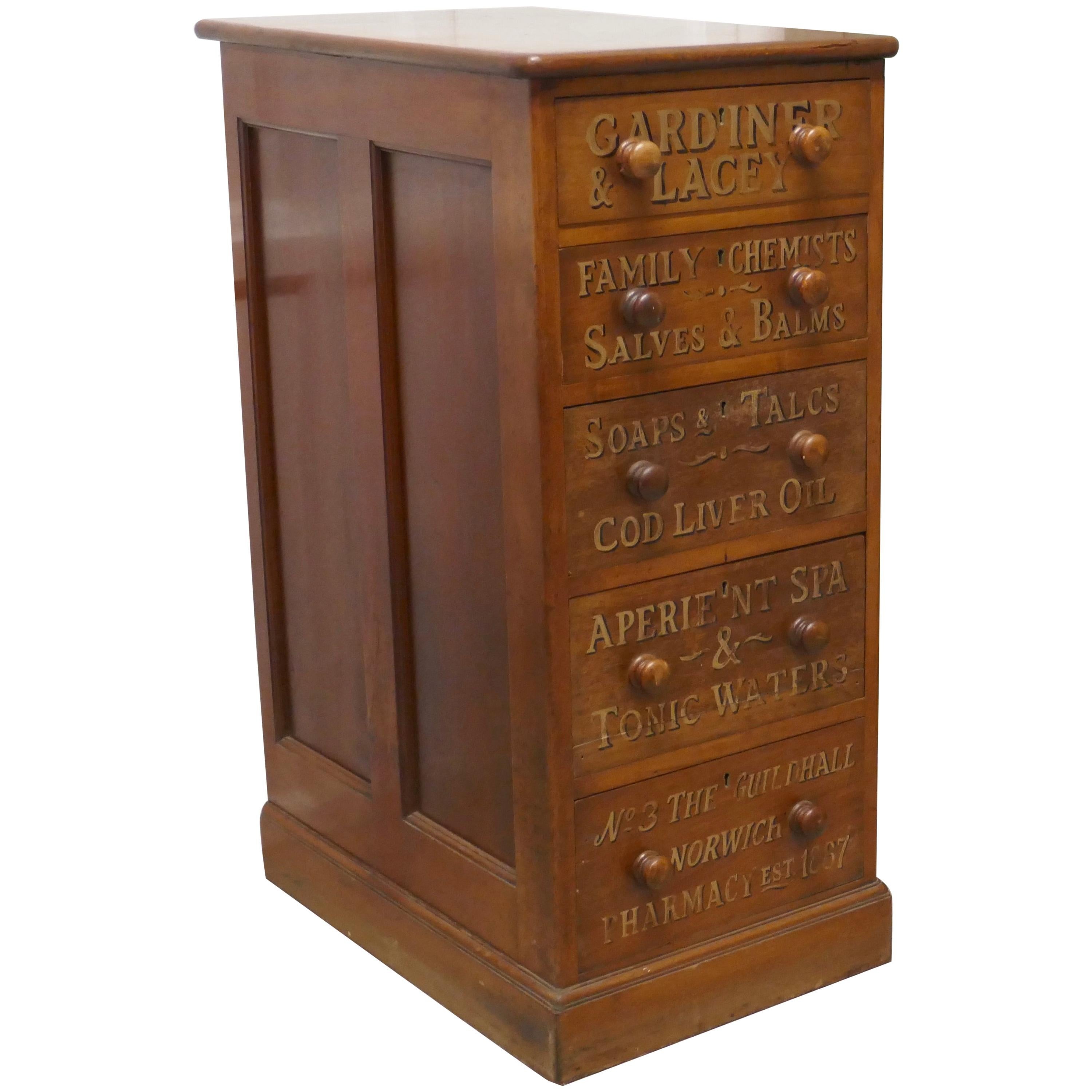 Victorian Mahogany 5-Drawer Pharmacy Chest of Drawers | 1stDibs