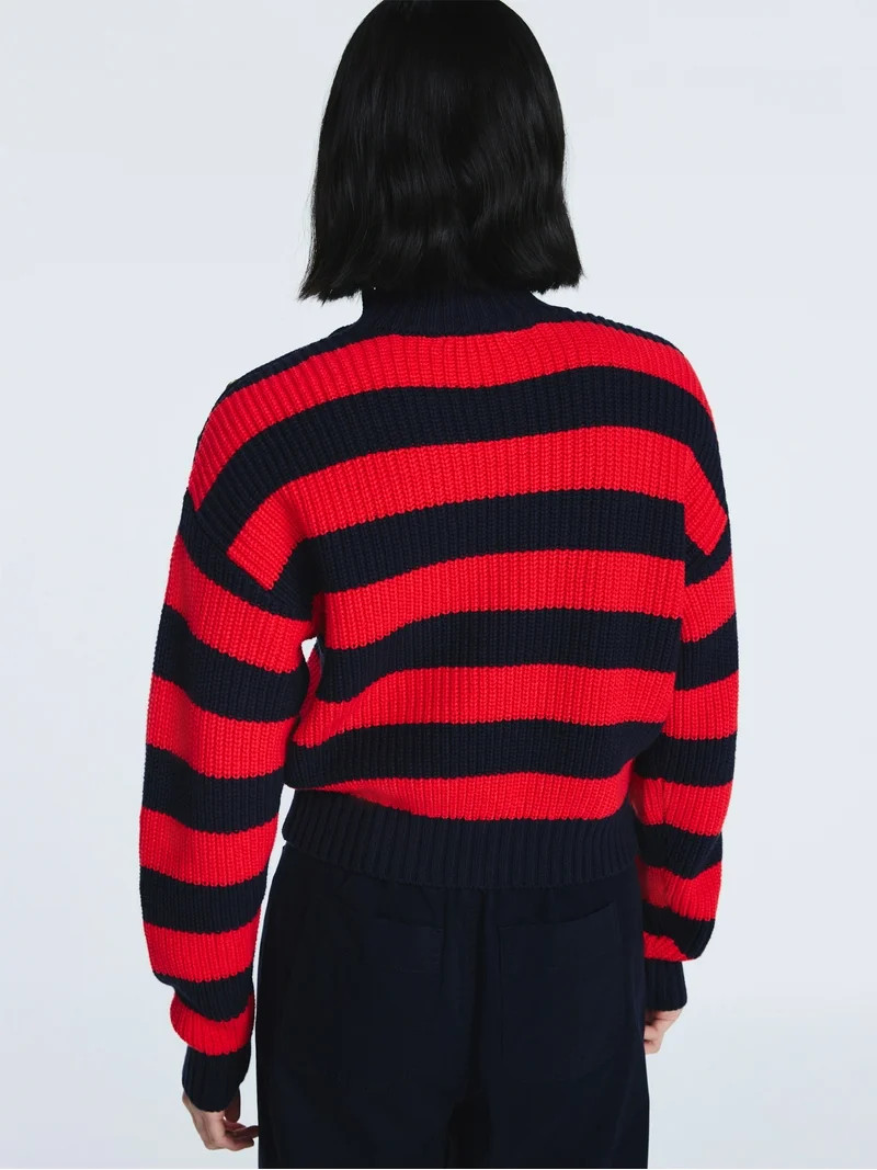 Free Assembly Women's Mock Neck Button Sweater with Long Sleeves, Midweight, Sizes XS-XXL | Walmart (US)