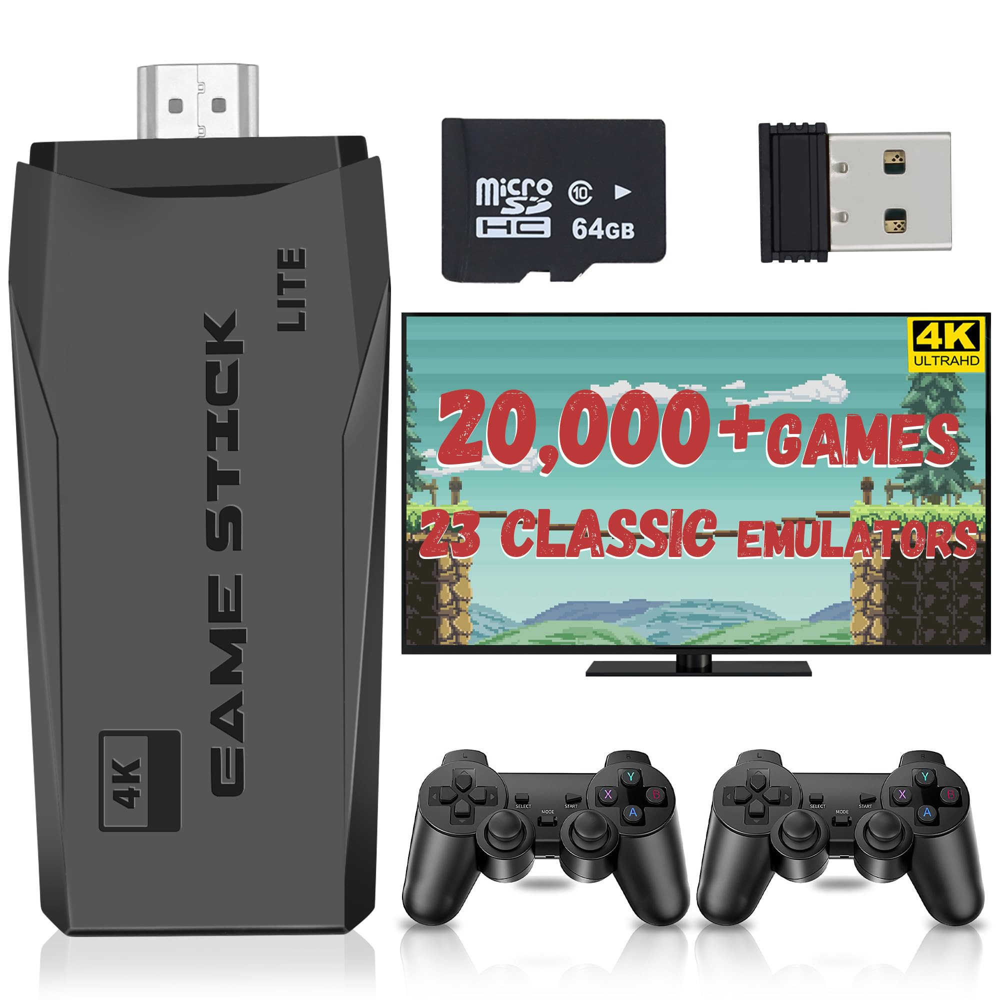 Wireless Retro Game Console, Retro Game Stick with Built-in 23 Emulators, 20,000+ Games, 4k Hdmi ... | Amazon (US)