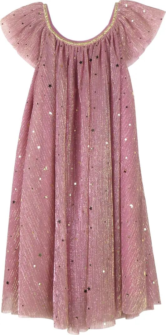 Zunie Kids' Flutter Sleeve Foil Dot Swing Dress | Nordstrom | Nordstrom