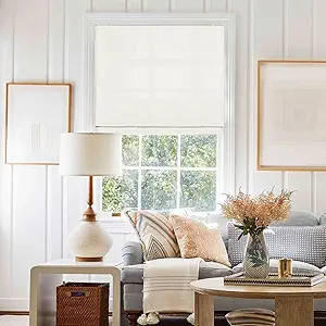 TWOPAGES Corded Roman Blinds for Windows, Custom Made Linen Cotton Roman Shades Light Filtering B... | Amazon (US)