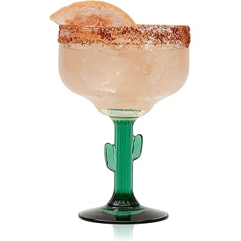 Libbey Cactus Margarita Glasses Set of 4, Durable Green Stemmed Cocktail Glasses, Lead-Free Cactu... | Amazon (US)