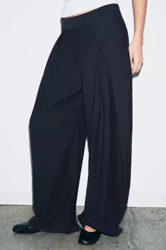 ZW COLLECTION WIDE-LEG PLEATED TROUSERS | Zara UK