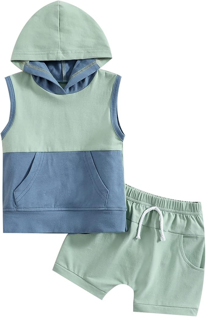 Engofs Toddler Baby Boy Summer Clothes 6 12 18 24 Months 3T Hooded T Shirt Tank Sweatshirt Tops S... | Amazon (US)