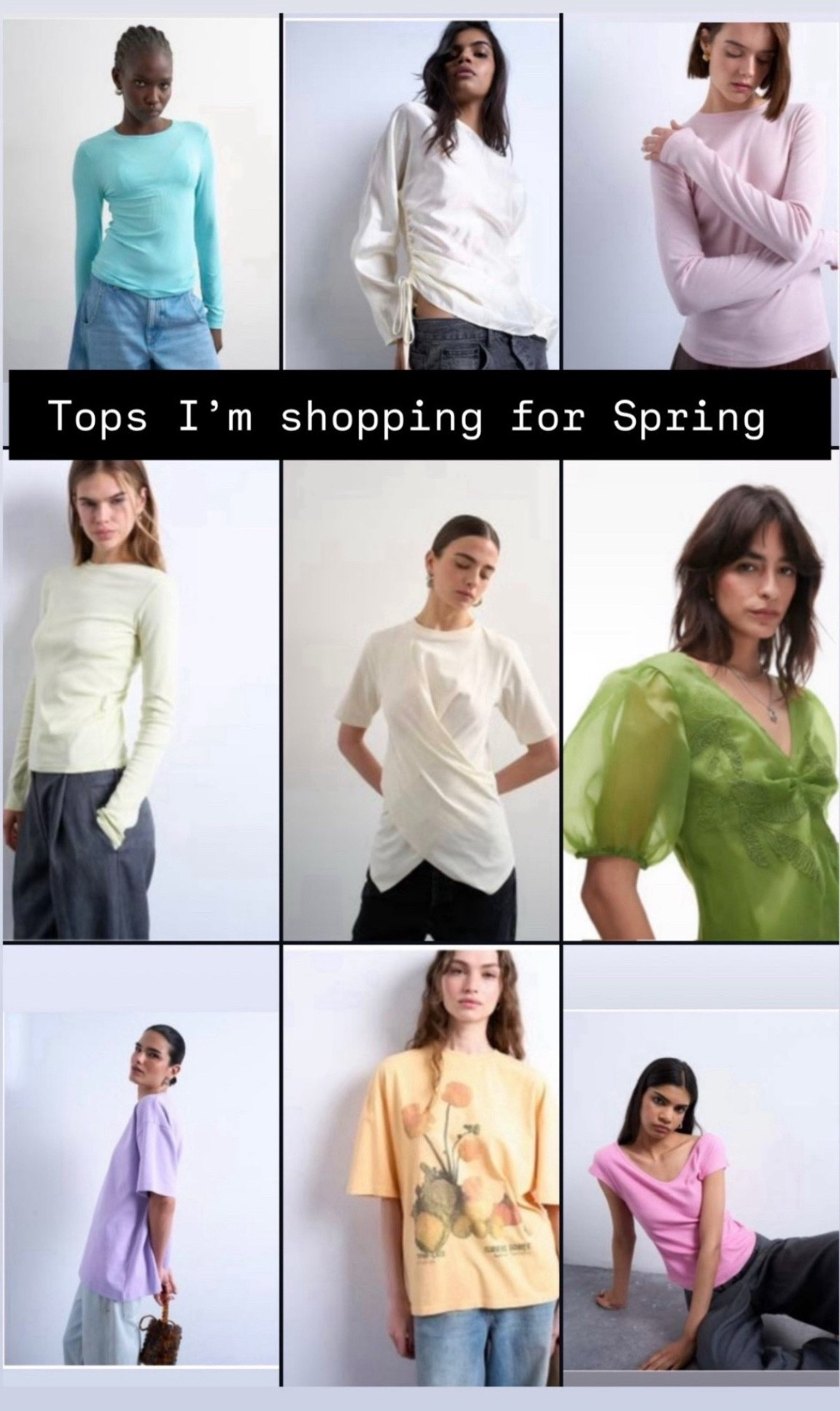 Spring tops and purses I’m shopping for.  Pro tip: asos yearly express fee.  So worth it.  They have one of the best customers services.  I rate it higher than Amazon and they make returns so easy.  #springtop #goingouttop -#yellowtop #greentop