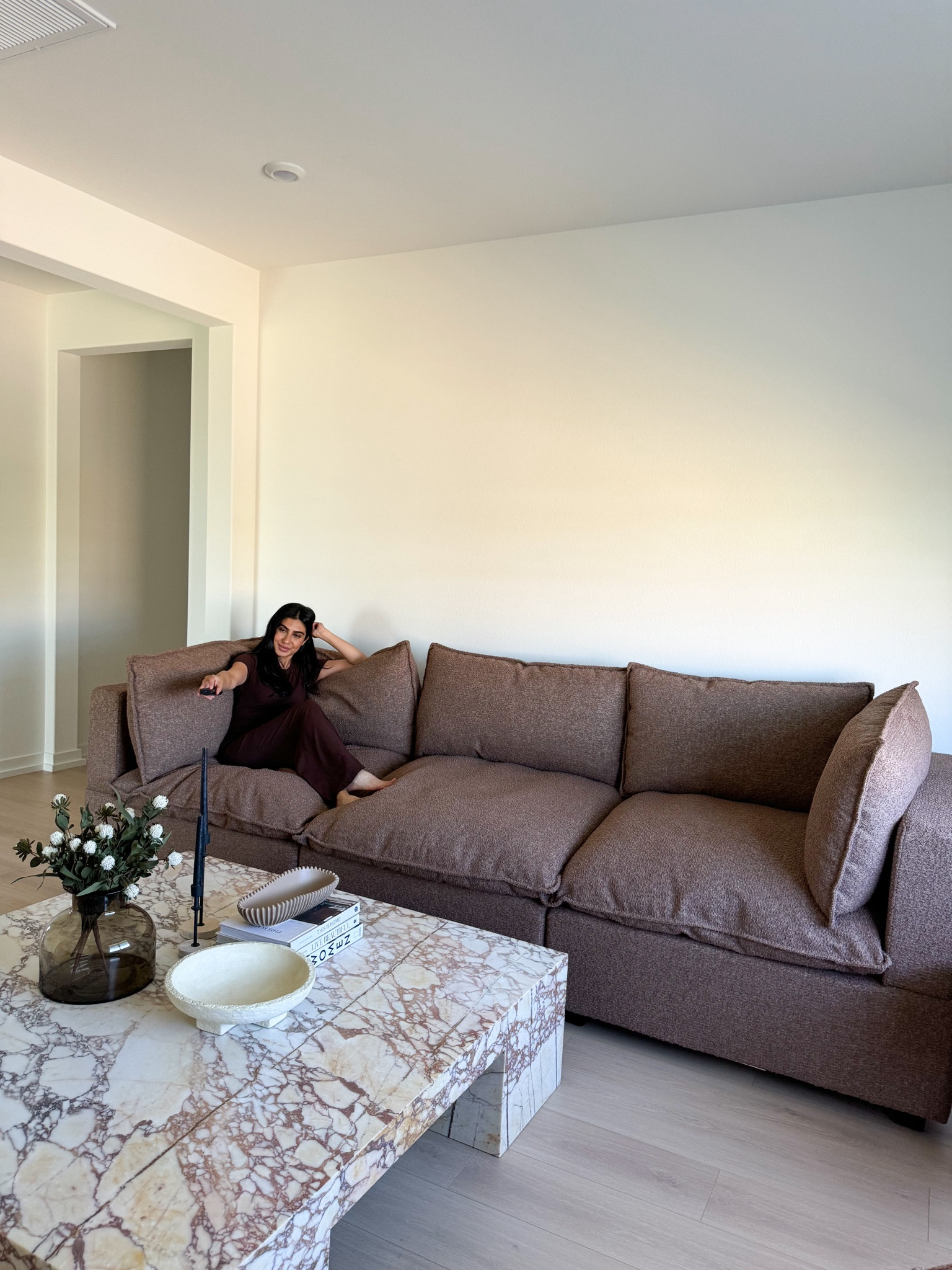 Our new Albany Park Home loft sofa. I added 2 storage ottomans with it. Color cocoa boucle 

Home, sofa, loft, decor, living room 

#LTKHome