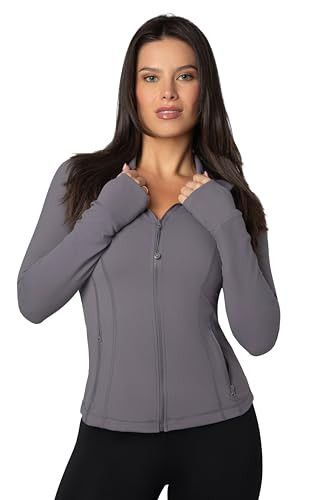 90 Degree By Reflex Women's Lightweight, Full Zip Running Track Jacket - Excalibur - Small | Amazon (US)
