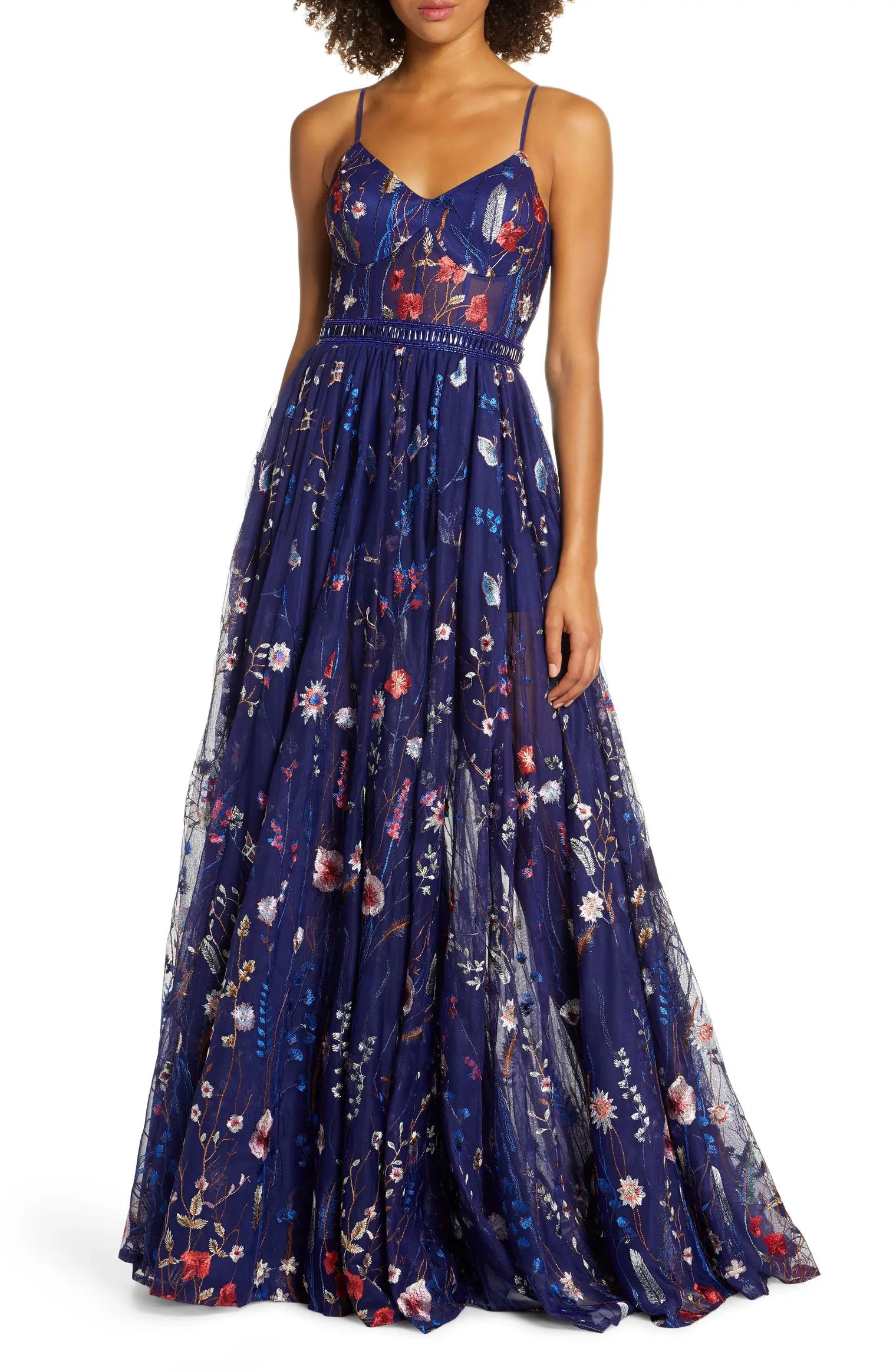 Embroidered Bustier Gown | Nordstrom