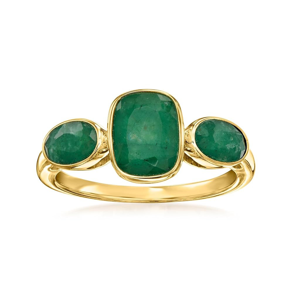 Ross-Simons 2.80 ct. t.w. Emerald 3-Stone Ring in 18kt Gold Over Sterling | Amazon (US)
