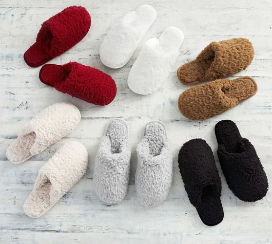 Teddy Bear Faux Fur Slippers | Pottery Barn (US)