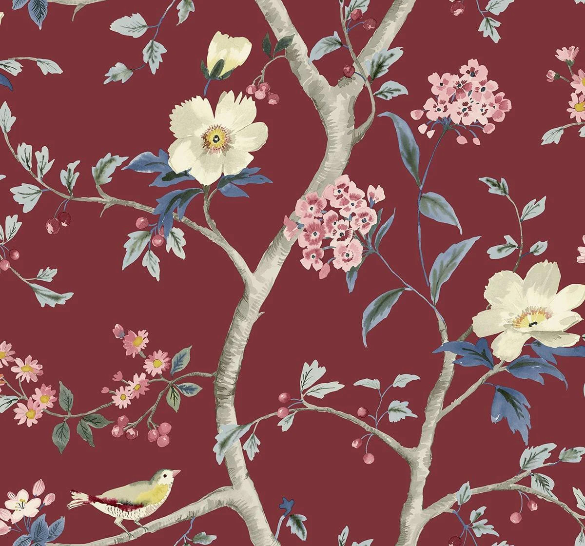 Seabrook Sparrow Haven Crimson Wallpaper | DecoratorsBest