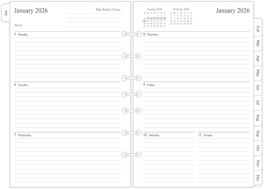newestor 2026 Weekly & Monthly Planner Refill, 5-1/2" x 8-1/2", Jan 2026 to Dec 2026, 7-Hole Punc... | Amazon (US)