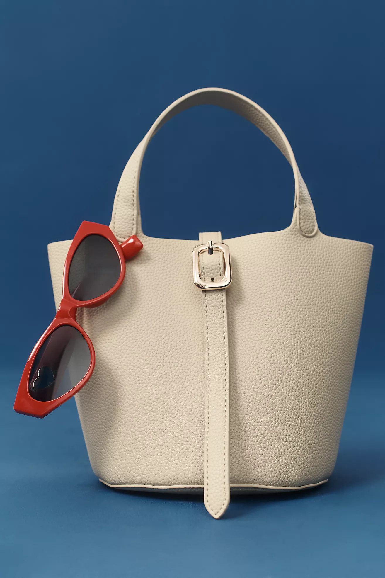 Mini Pebbled Faux-Leather Bucket Bag | Anthropologie (US)