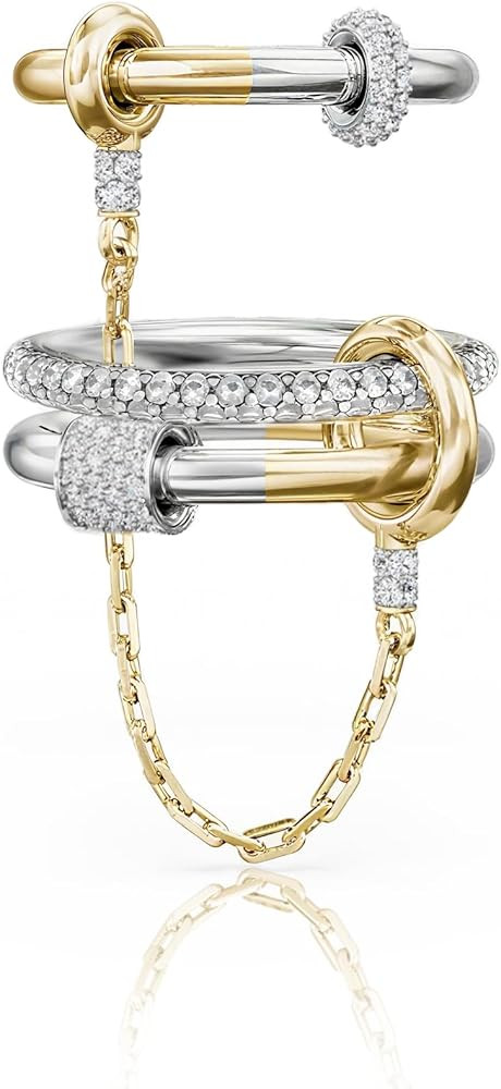 Gold Stackable Rings for Women, 14k Gold Plated Linked Chain Ring Set, Statement Cubic Zirconia I... | Amazon (US)