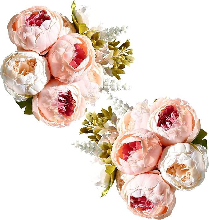 Mandy's Artificial Silk Light Pink Peony Flowers 2 Bouquet for Home Wedding Decoration | Amazon (US)