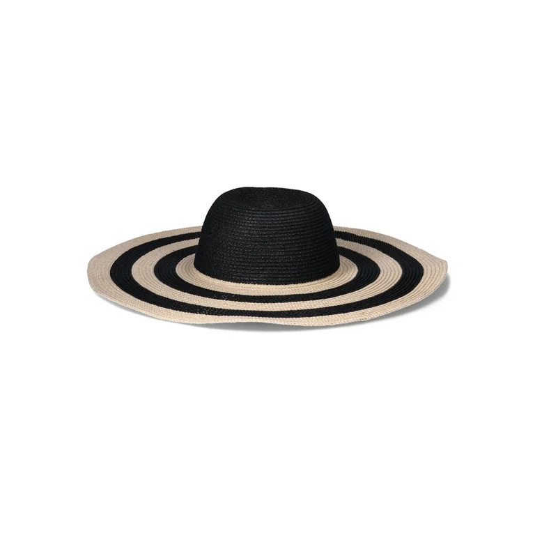 Time and Tru Women's Paper Straw Striped Sun Bucket Hats | Walmart (US)