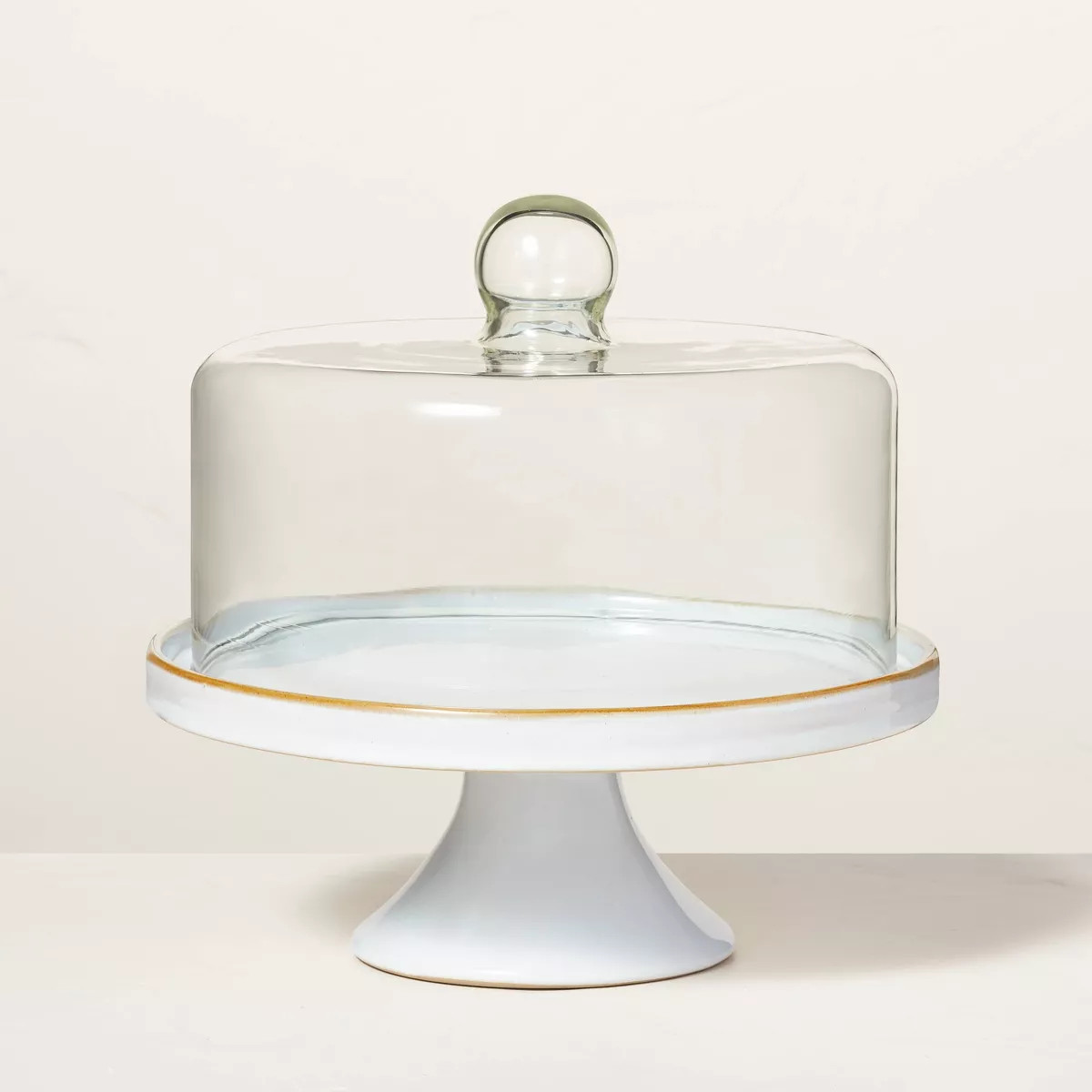 Stoneware Reactive Glaze Cake Stand with Glass Cloche - Hearth & Hand™ with Magnolia | Target