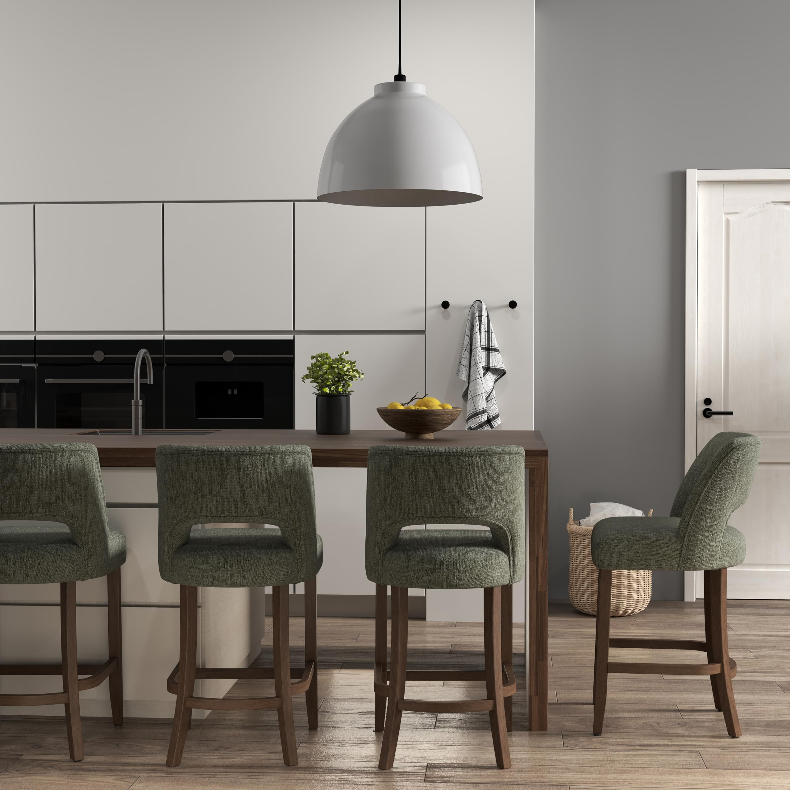 VKNOW Bar Stools Set of 4, Upholstered Counter Height Bar Stools, Modern Counter Stools with Wood... | Amazon (US)