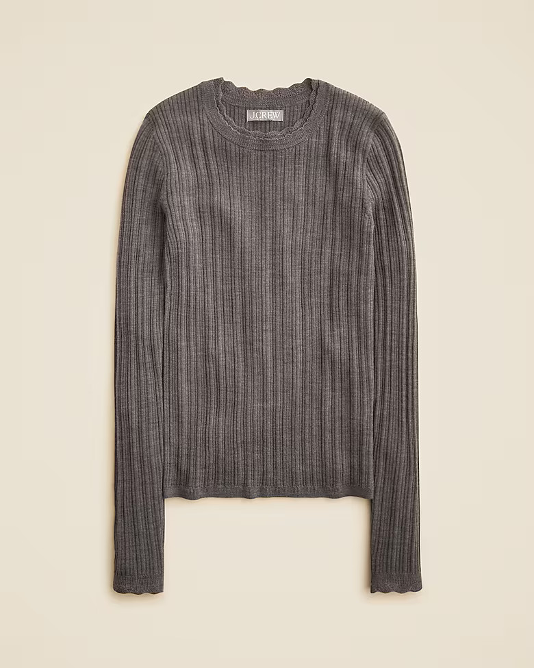 Layered pointelle sweater-tee in merino wool | J. Crew US