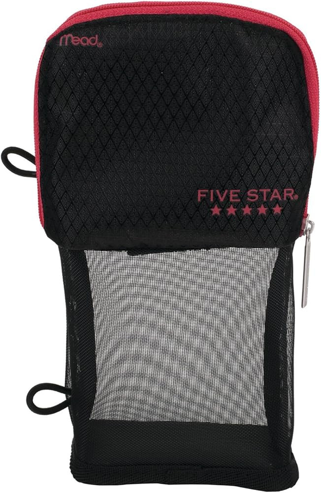 Five Star Pencil Pouch, Pen Case, Fits 3 Ring Binder, Stand 'N Store, Black/Hot Pink (50516) | Amazon (US)