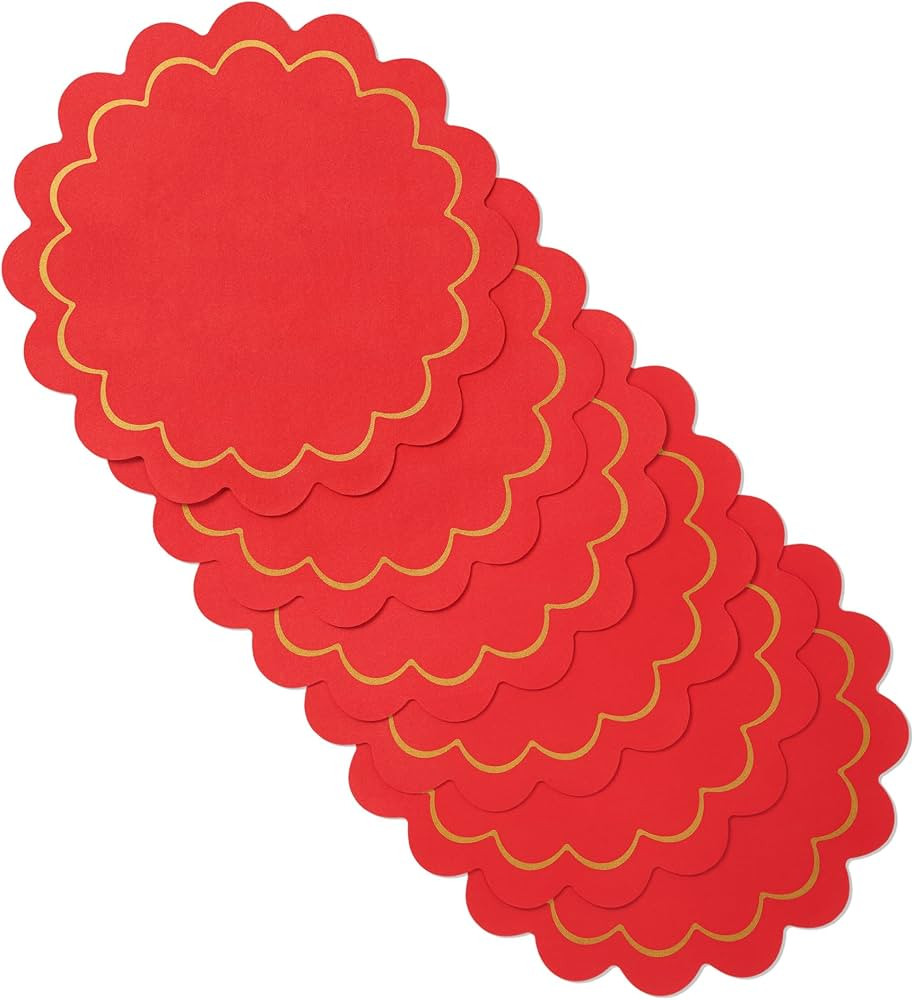 kate spade new york Scallop Edge Round Reversible Placemats 6-Pack Set, Imitation Leather with Me... | Amazon (US)