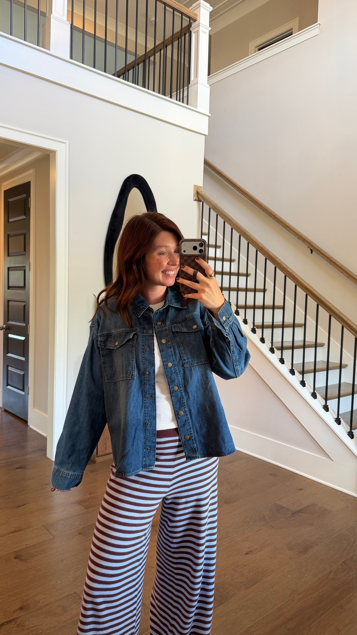 grabbed this cute little dark denim shirt from @Walmart - it looks way cuter on than it does on the online model. I’m wearing a size M but I feel like it runs a little small bc I’m typically a S. 

5’7 • 145lbs • 34DDD