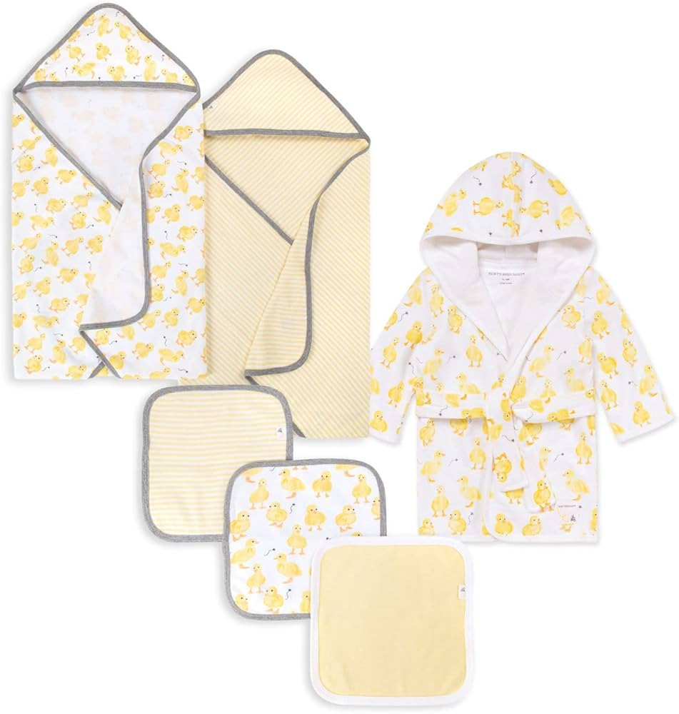 Burt's Bees Baby Bath Bundle- Hooded Towel, Washcloths & Robe Gift Set, 100% Organic Cotton | Amazon (US)