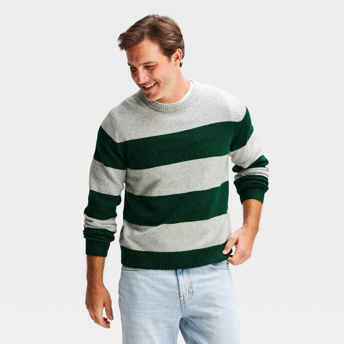 Men's Heavy Weight Nep Crewneck Sweater - Goodfellow & Co™ Navy Blue M | Target