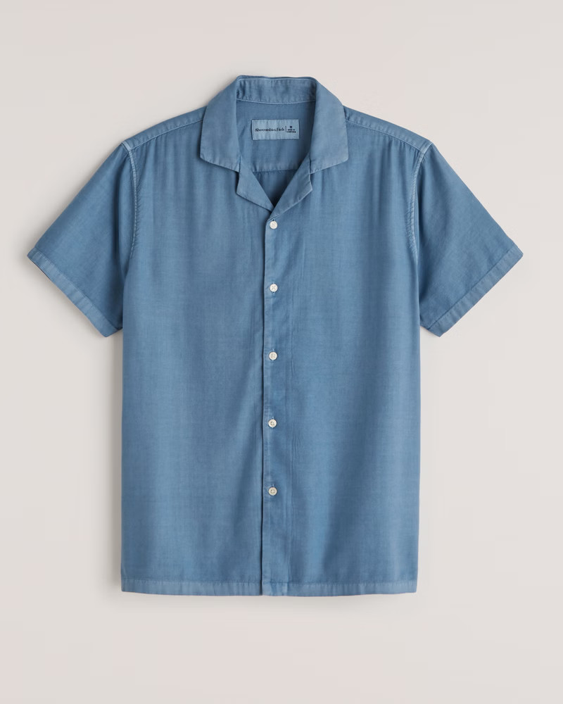 Short-Sleeve Camp Collar Button-Up Shirt | Abercrombie & Fitch (US)