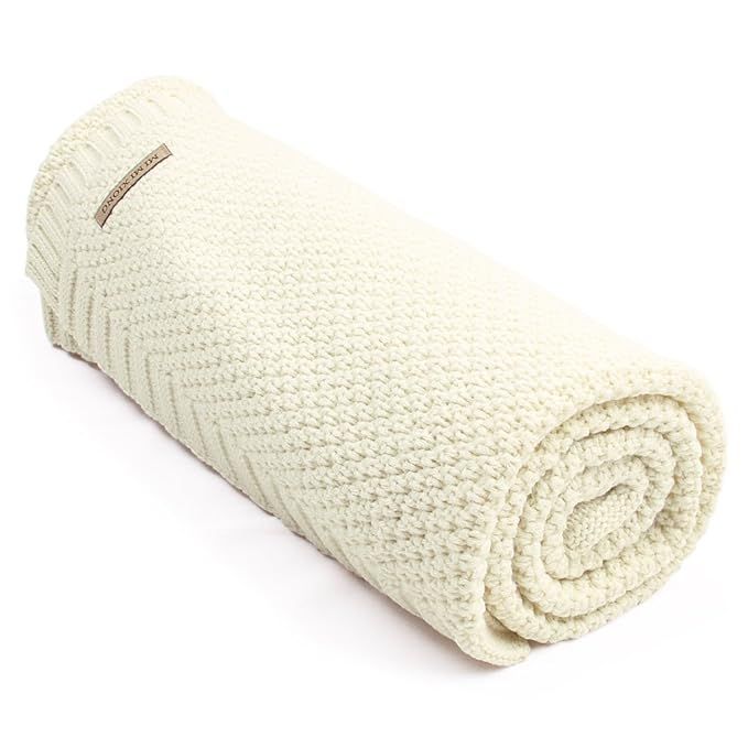 mimixiong Baby Blanket Knit Toddler Blankets for Boys and Girls Ivory 40x30 Inch | Amazon (US)