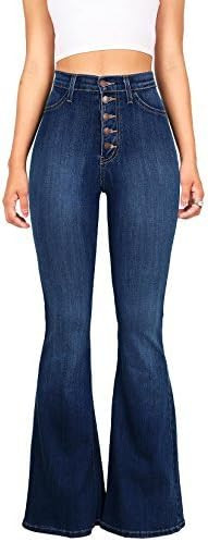 Vibrant Women’s Flare Denim Jeans – High Waisted Button Up Bell Bottom Stretch Classic Flared... | Amazon (US)