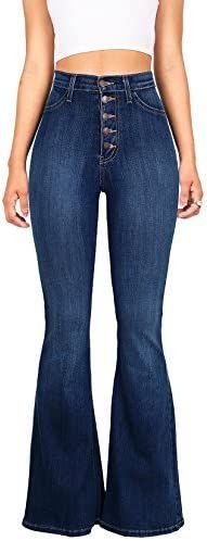 Vibrant Women's Juniors High Rise Button Fly Flare Jeans | Amazon (US)
