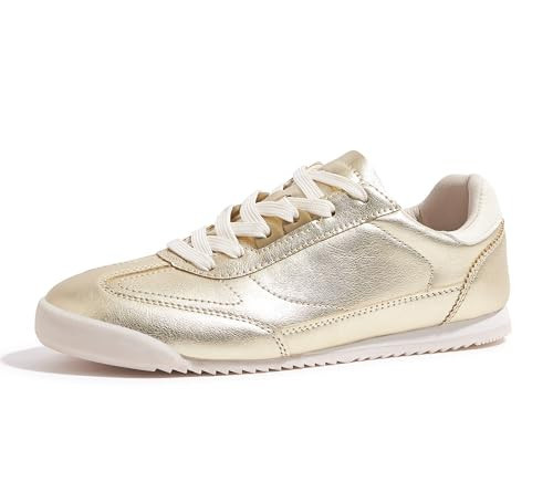 LUCKY STEP Women's Fashion Sneakers Tennis Shoes Casual Neutral Comfortable Walking Shoes Running Trendy Gym Workout Shoes(Gold,6.5 B(M) US) | Amazon (US)