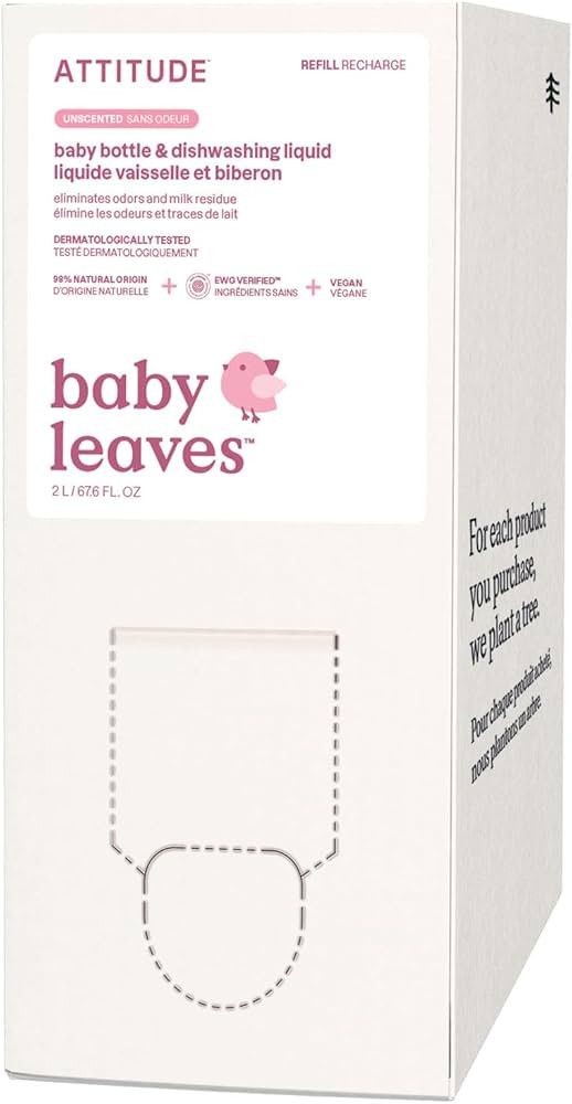 ATTITUDE Baby Dish Soap and Bottle Cleaner, EWG Verified Dishwashing Liquid, No Added Dyes or Fra... | Amazon (US)