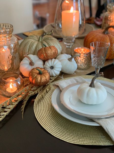 Fall table scape inspired! pumpkin decor | dining room setting 

#LTKSeasonal #LTKhome #LTKfindsunder50