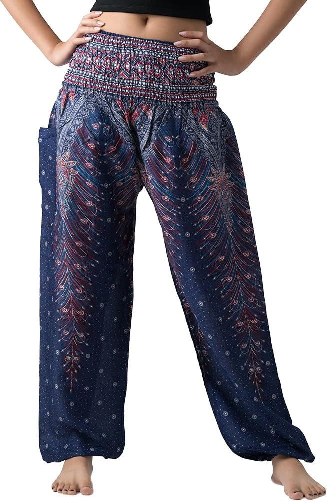 B BANGKOK PANTS Harem Pants Women Yoga Boho Clothes with Pocket | Amazon (US)