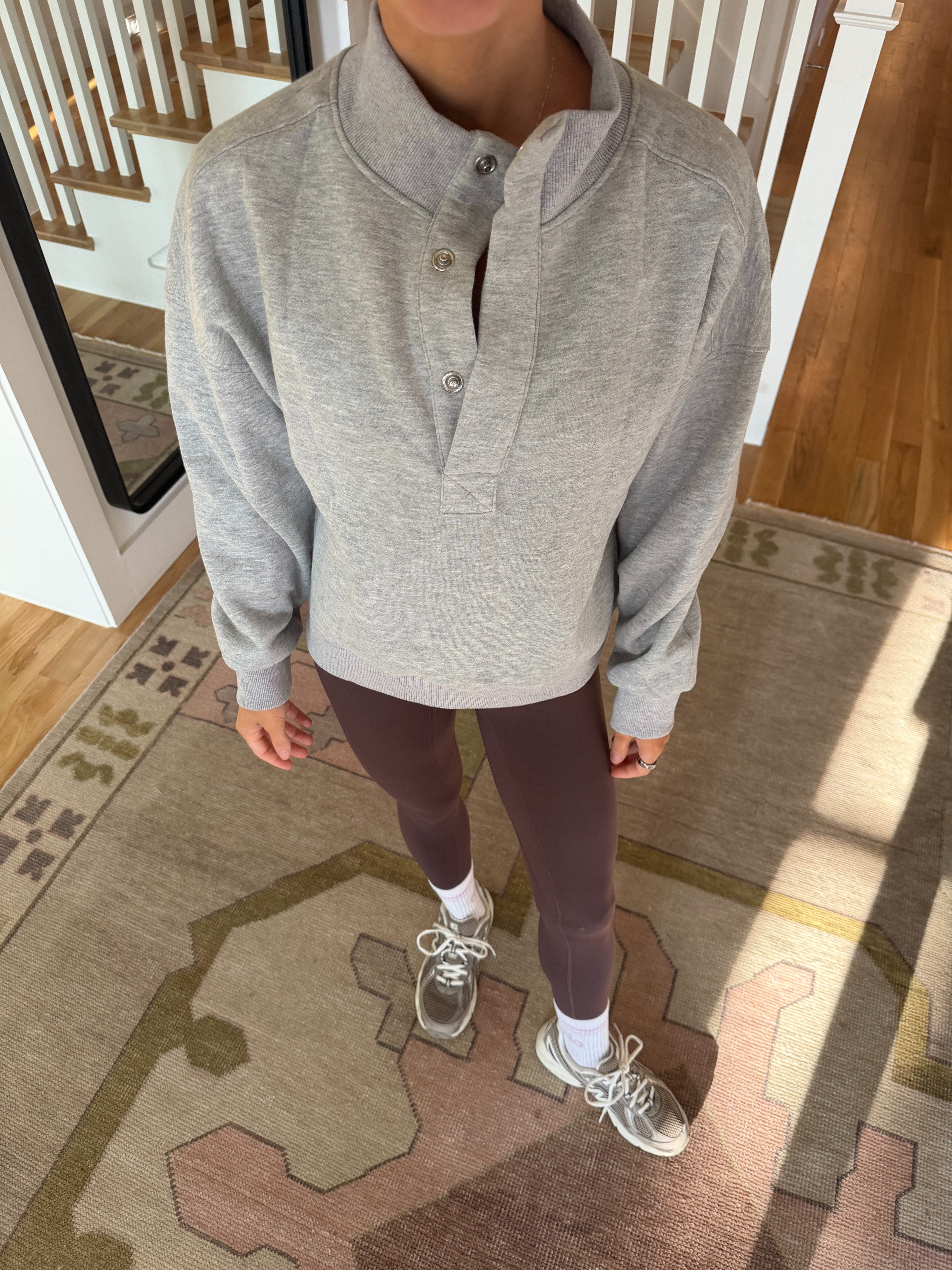 Amazon grey funnel neck pullover (wearing XS)  

 