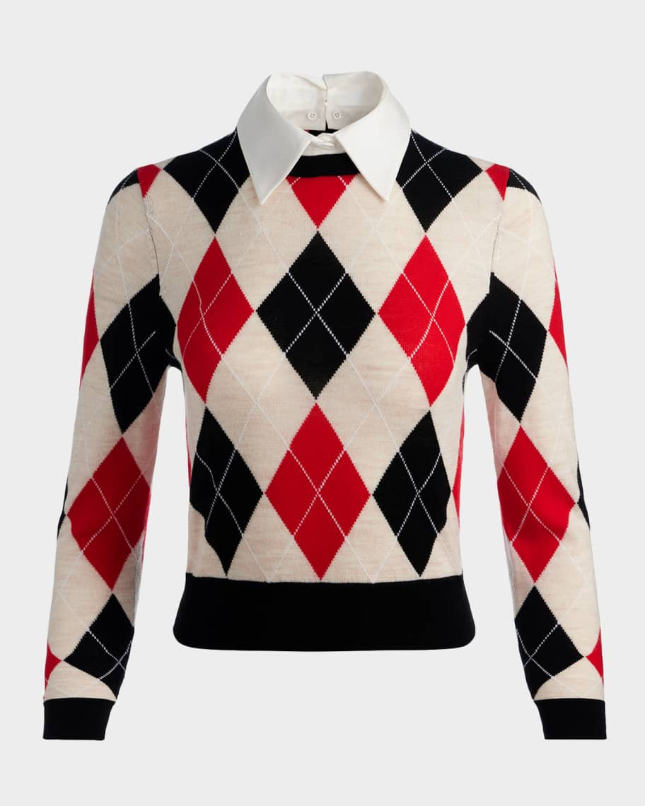 Alice + Olivia Carolann Argyle Pullover | Neiman Marcus