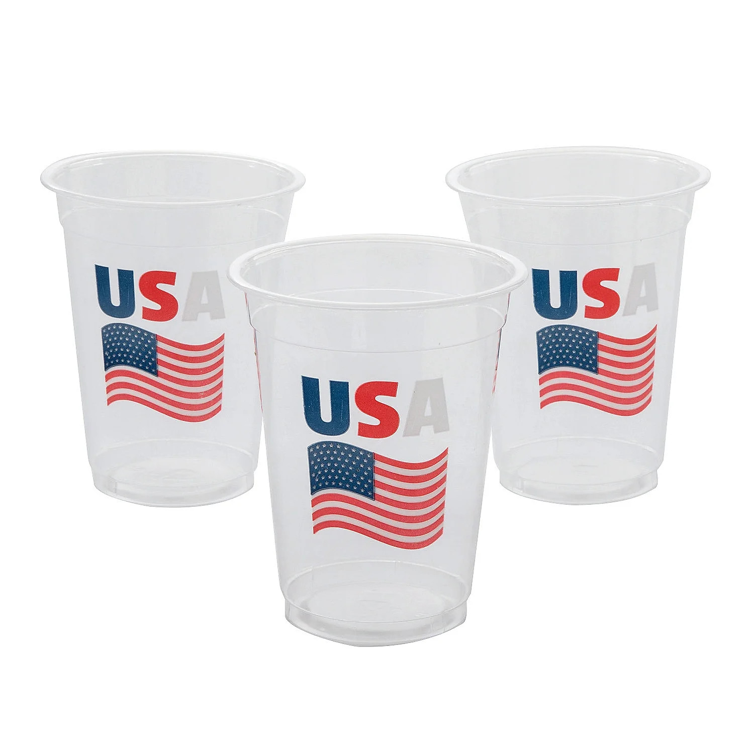 4 1/2" 16 oz. Bulk 50 Count Patriotic USA Flag Disposable Plastic Cups | Walmart (US)