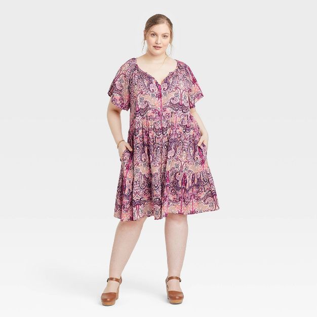 Women's Flutter Short Sleeve Tiered Dress - Knox Rose™ | Target