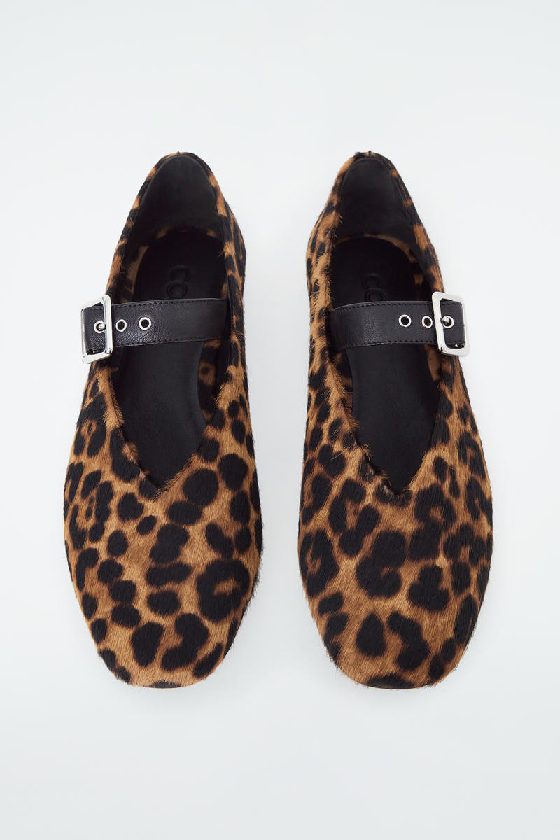 Leopard-Print Pony-Hair Leather Ballet Flats | COS UK